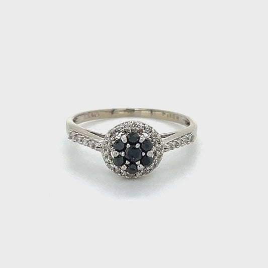 10K White Gold Sapphire Lady's Accent Ring; Size 7
