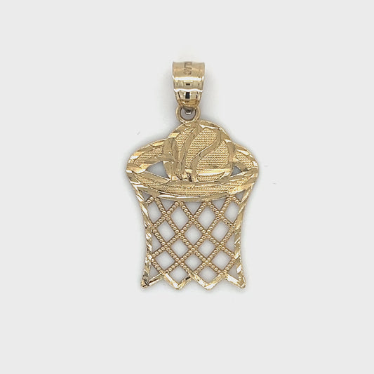 10K Yellow Gold Basketball Hoop Pendant; 1.1DWT; 1.8g