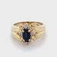 14K Yellow Gold Diamond & Sapphire Lady's Ring; 3.0DWT; Size 5.5