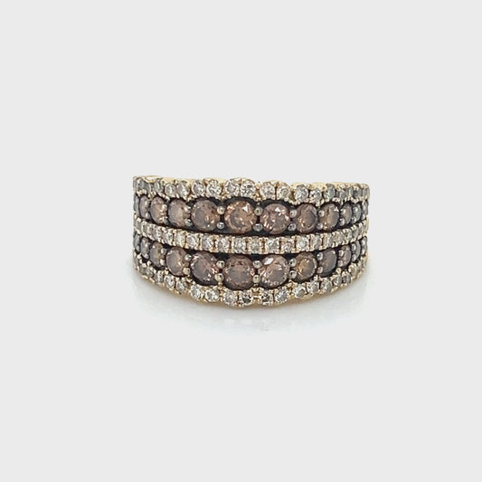 14K Yellow Gold Diamond Lady's Fashion Ring; Size 7