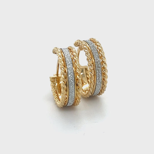 14K Two-Tone Gold Hoop Earrings Video