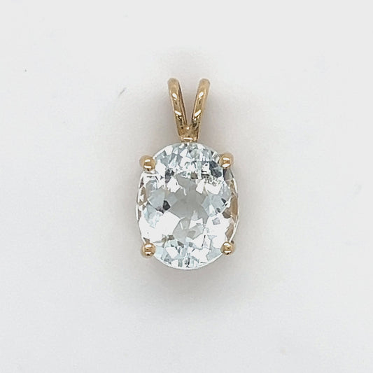 14K Yellow Gold Aquamarine Pendant; 1.3DWT; 2g