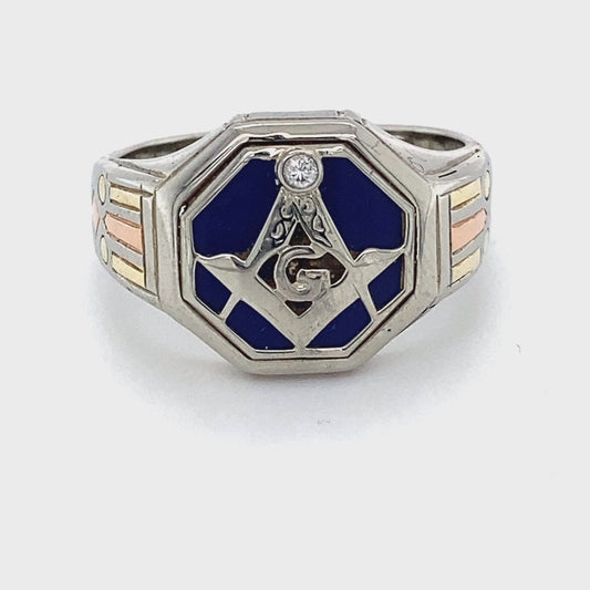 14K White Gold Diamond Gentleman's Ring; 5.5DWT; Size 10.5