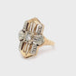 14K Two-Tone Gold Diamond Ring; 0.12CTW; Size 3.5; 2.2g