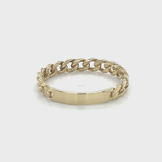 10K Yellow Gold Chain Link Ring; Size 8