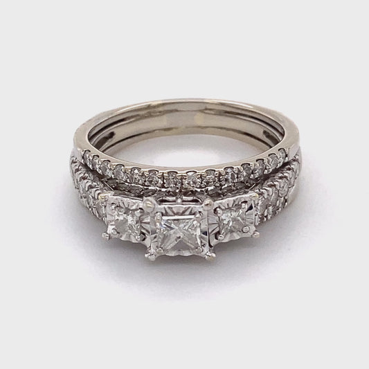 14K White Gold Diamond Ring; 0.75CTW; Size 8.5; 6.0g