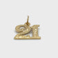 14K Yellow Gold "21" Pendant; 0.4DWT; 0.7g