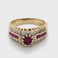 14K Yellow Gold Ruby & Diamond Ring; 0.33CTW; Size 7
