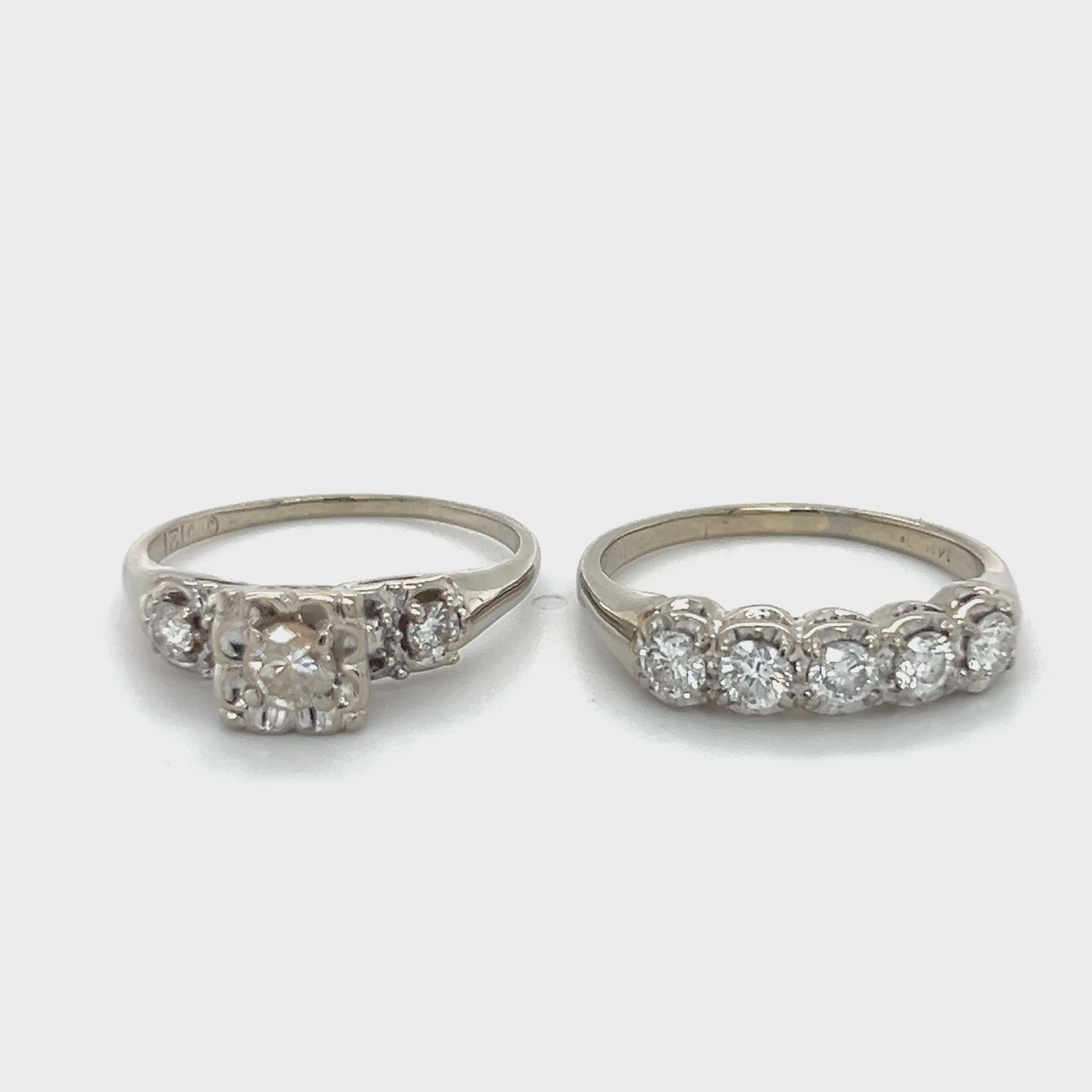 14K White Gold Diamond Lady's Wedding Ring Set; Size 9