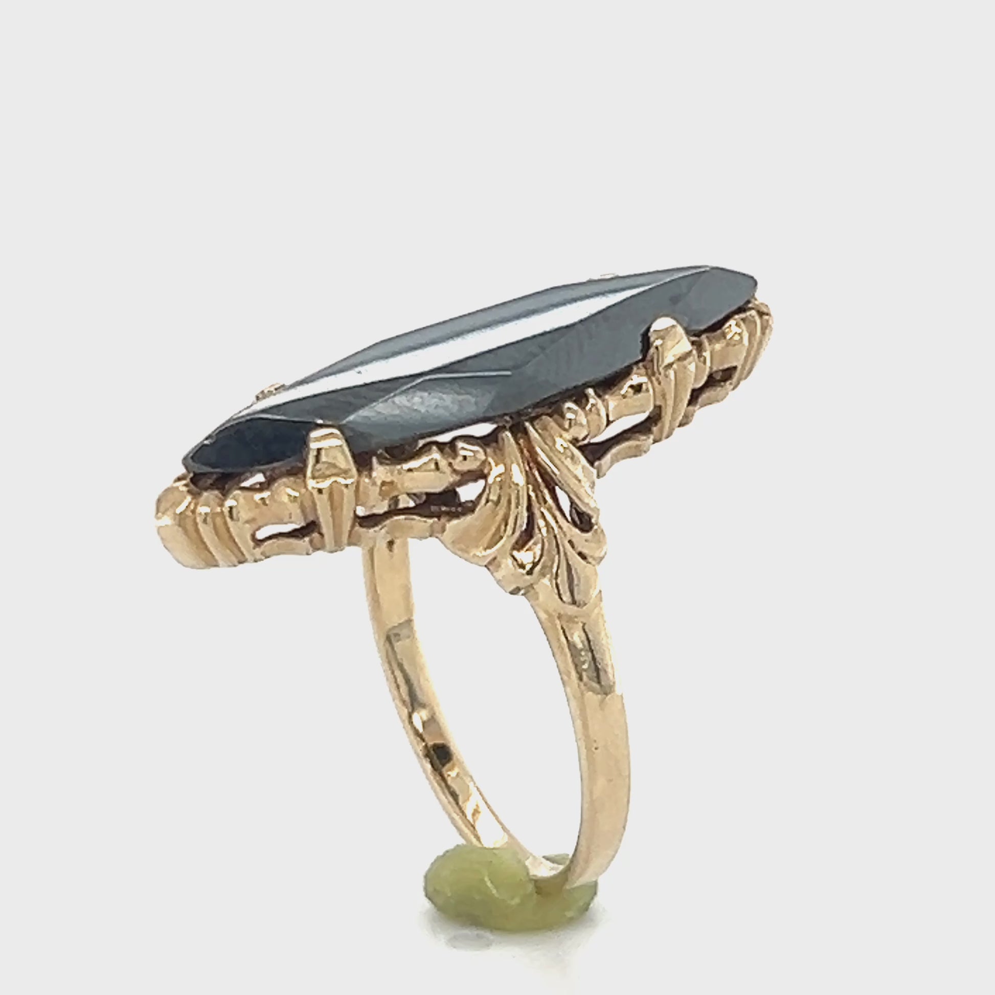 10K Yellow Gold Onyx Lady's Ring; Size 8 Video