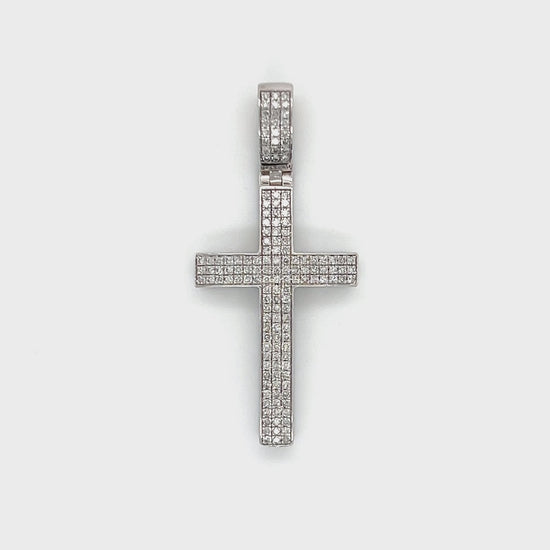10K White Gold Diamond Cross Pendant