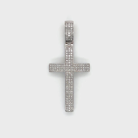10K White Gold Diamond Cross Pendant