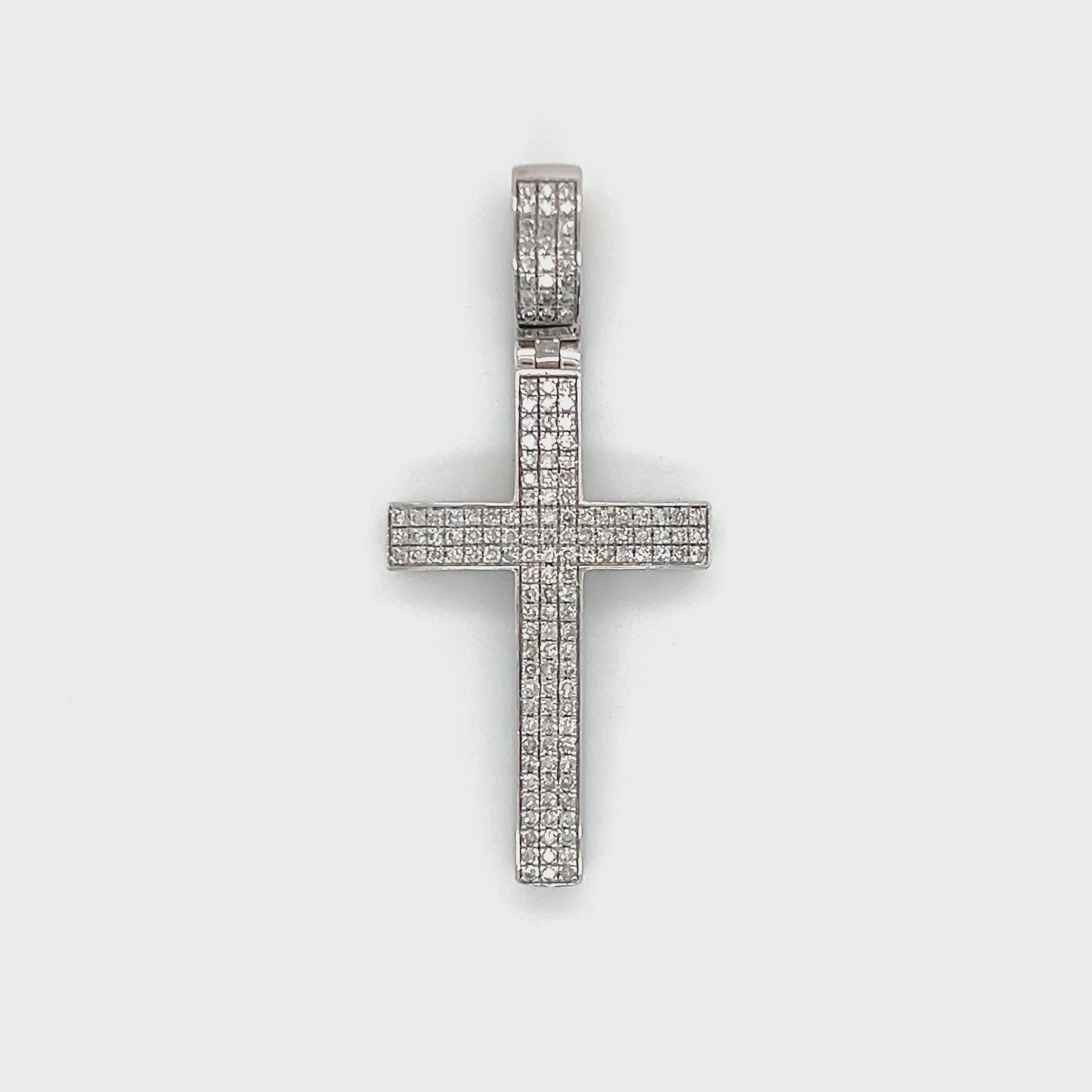 10K White Gold Diamond Cross Pendant