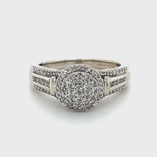 10K White Gold Diamond Lady's Fashion Ring; Size 7