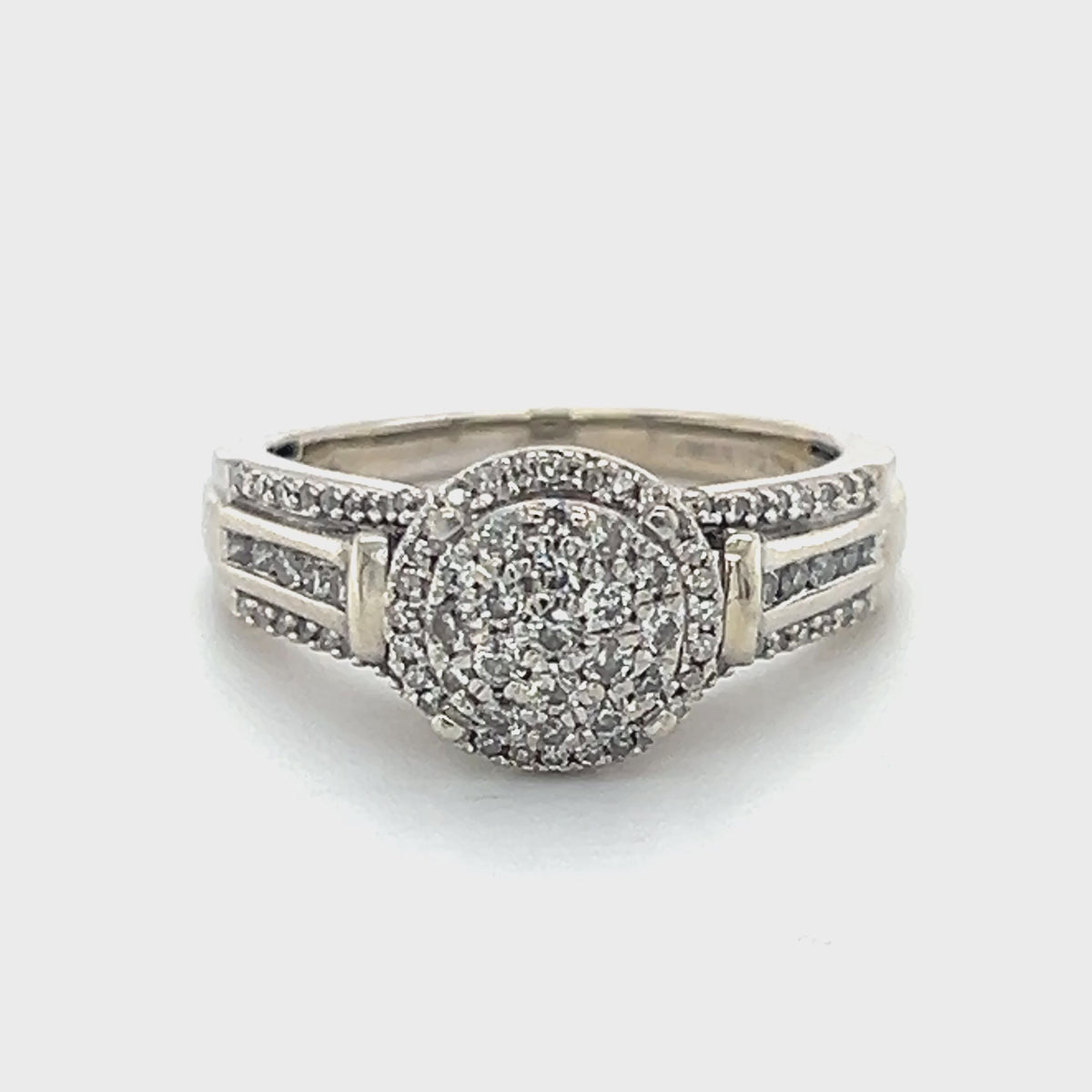 10K White Gold Diamond Lady's Fashion Ring; Size 7