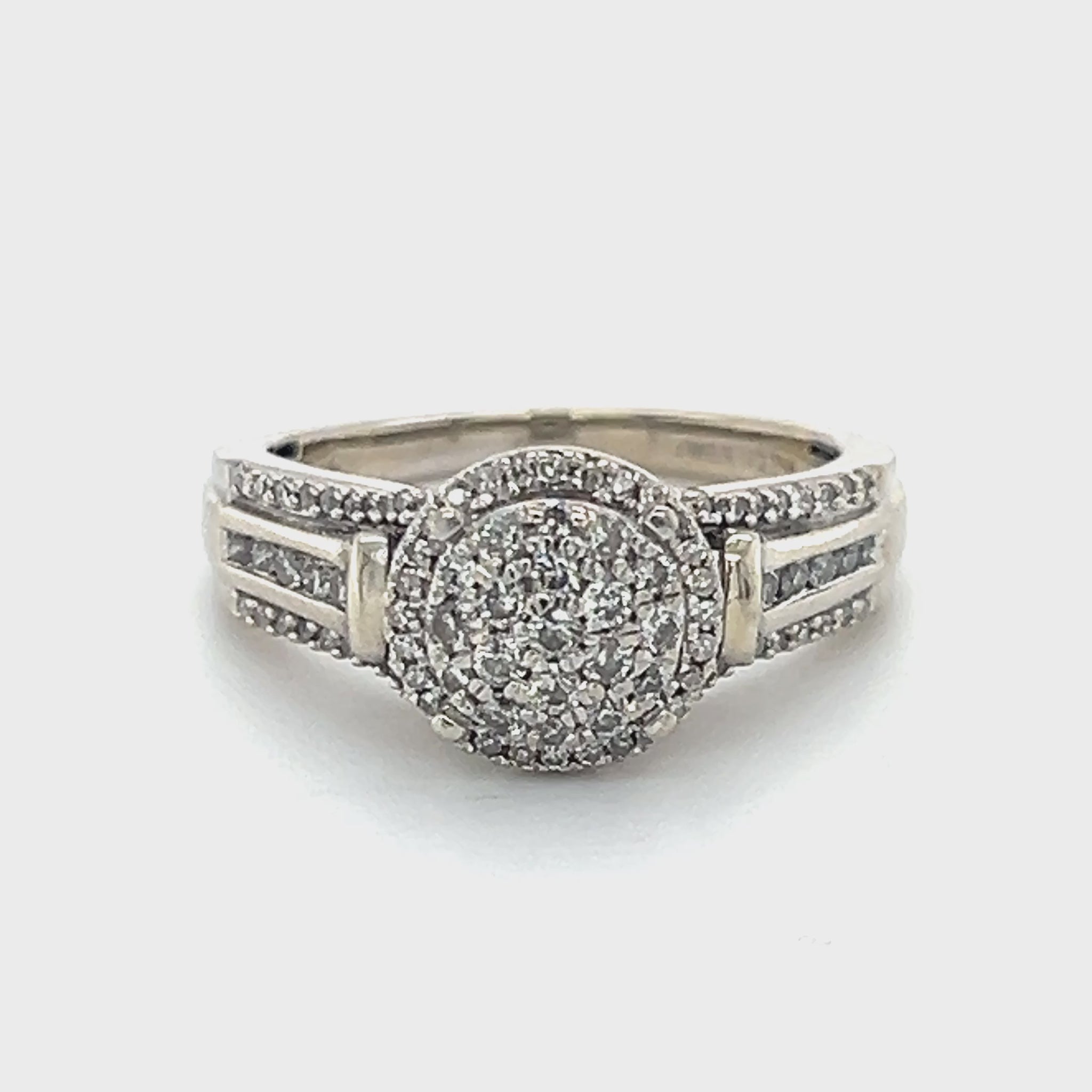 10K White Gold Diamond Lady's Fashion Ring; Size 7