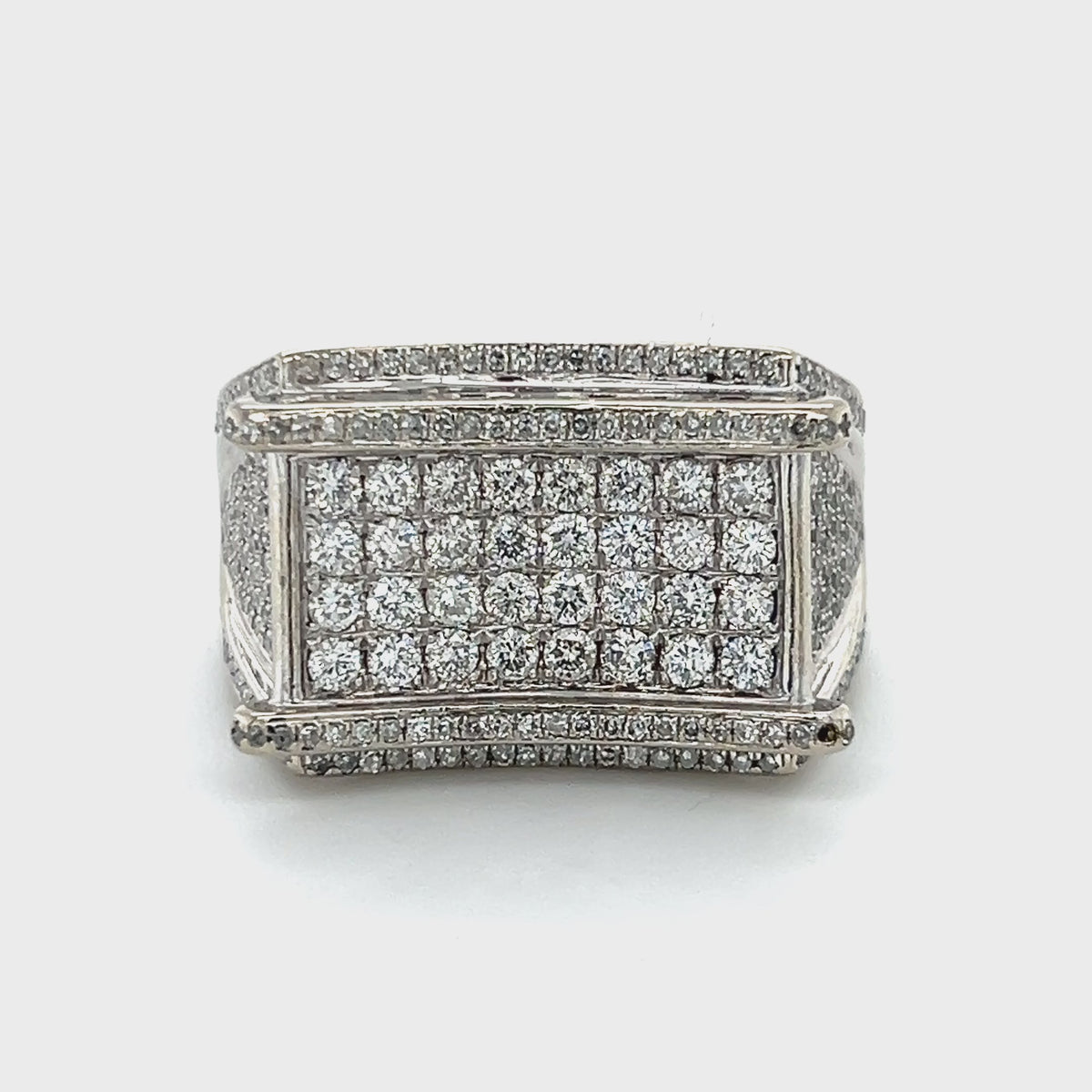 14K White Gold Diamond Gentleman's Fashion Ring; Size 11