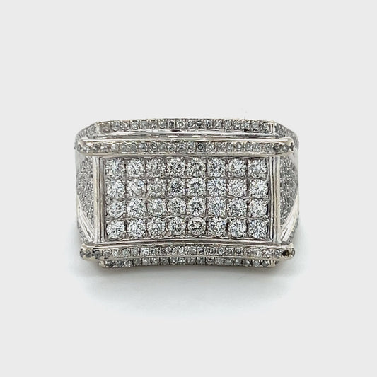 14K White Gold Diamond Gentleman's Fashion Ring; Size 11