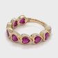 14K Yellow Gold Synthetic Ruby Hearts Ring; 2.6DWT; Size 6.5