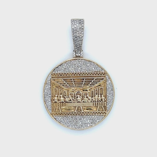 10K Two-Tone Gold Diamond "Last Supper" Pendant; 0.40CTW; 6.1g