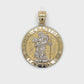 10K Two-Tone Gold Circular Saint Christopher Pendant; 3g