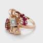 14K Rose Gold Ruby & Diamond Ring; 0.05CTW; Size 5