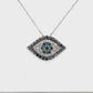 14K White Gold Diamond Eye Pendant on 22" Chain Necklace