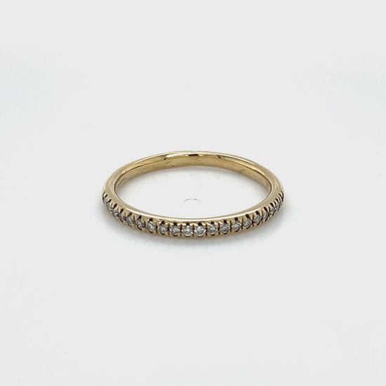 14K Yellow Gold Diamond Lady's Wedding Band; Size 8 Video