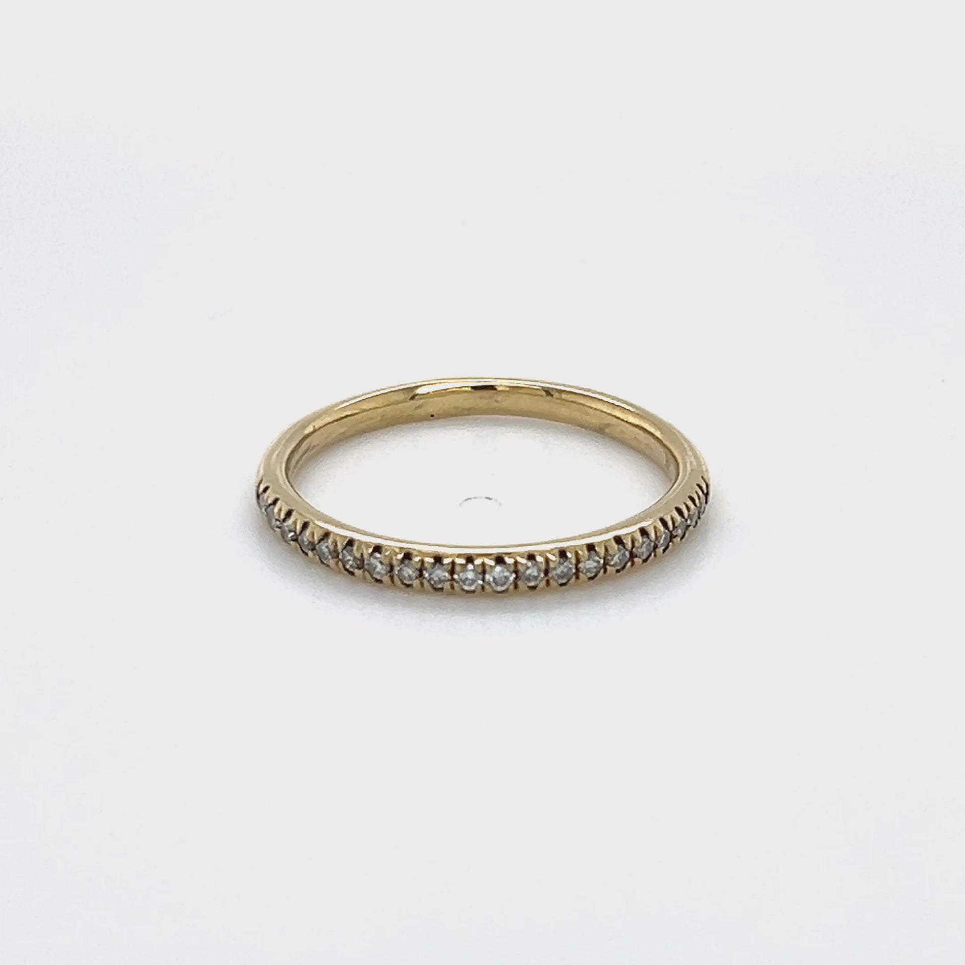 14K Yellow Gold Diamond Lady's Wedding Band; Size 8 Video