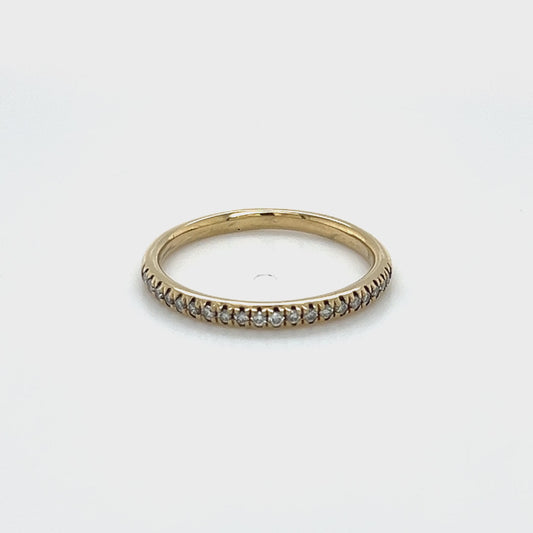 14K Yellow Gold Diamond Lady's Wedding Band; Size 8 Video