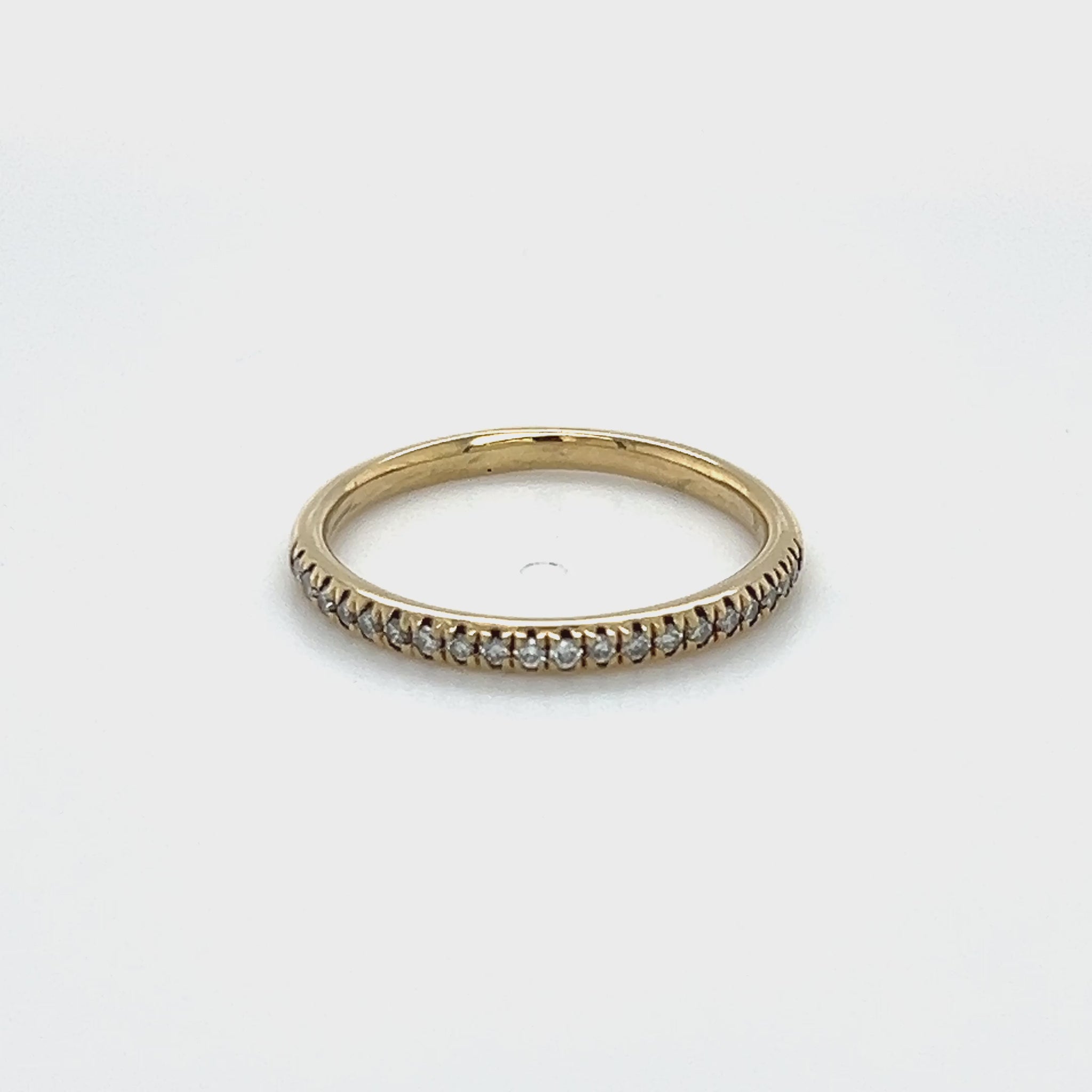 14K Yellow Gold Diamond Lady's Wedding Band; Size 8 Video