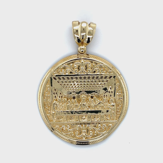 10K Yellow Gold Last Supper Circular Pendant; 7g