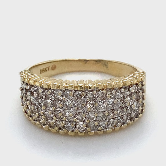 14K Yellow Gold Diamond Lady's Fashion Ring; 3.3DWT; Size 9