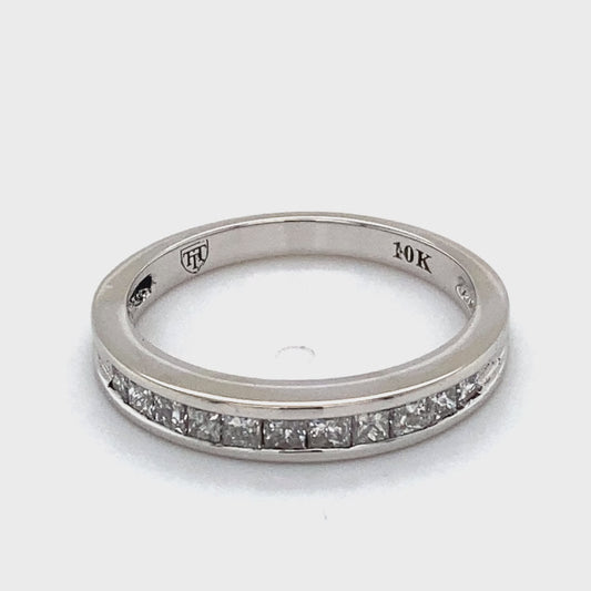 10K White Gold Diamond Gentleman's Wedding Ring; 1.7DWT; Size 7