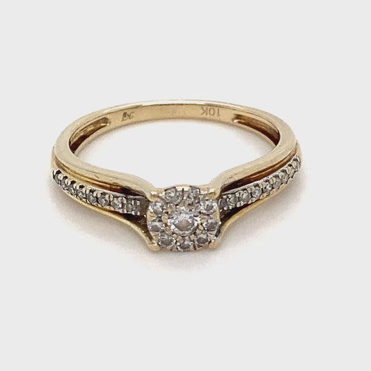10K Yellow Gold Diamond Ring; 1.4DWT; 0.20CTW; 2.3g; Size 7