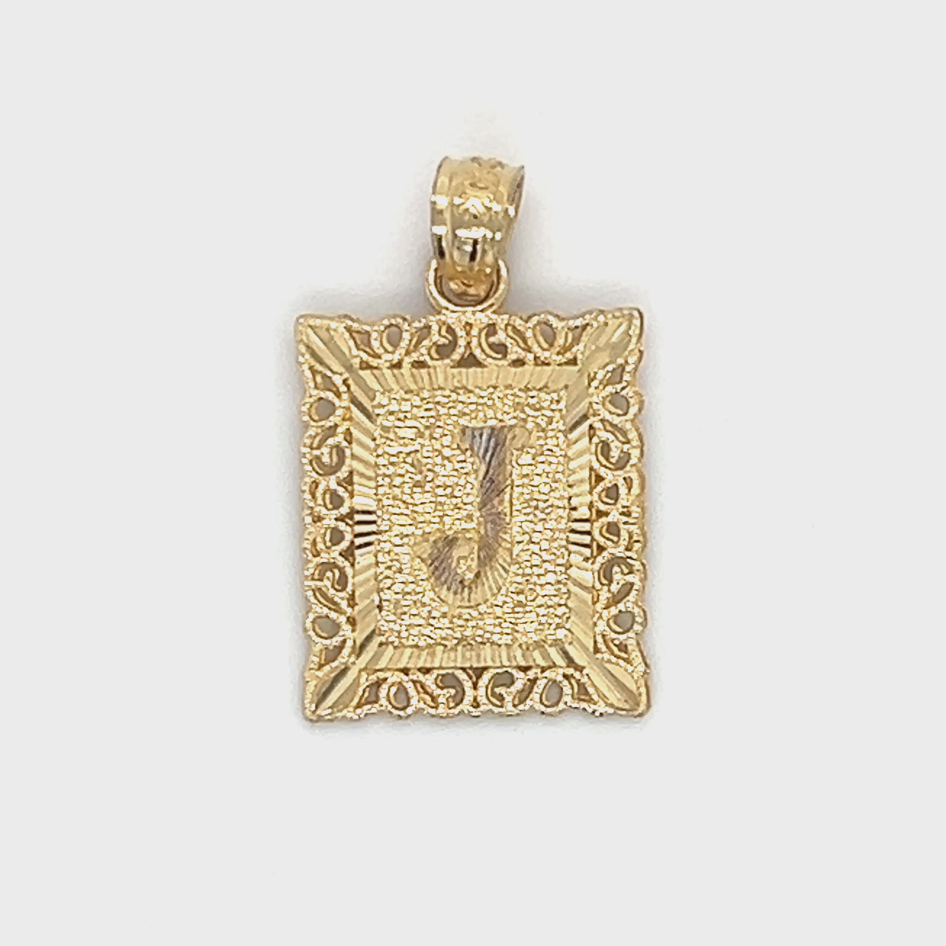 10K Yellow Gold Rectangle "J" Pendant Video