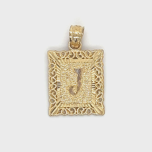 10K Yellow Gold Rectangle "J" Pendant Video