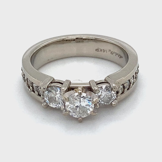 14K White Gold Diamond Lady's Fashion Ring; 4.3DWT; Size 7.5