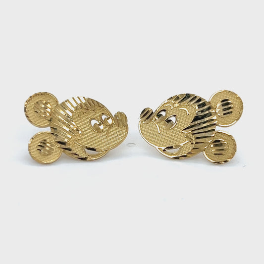 10K Yellow Gold Mickey Mouse Earrings; 1.8DWT; 2.9g
