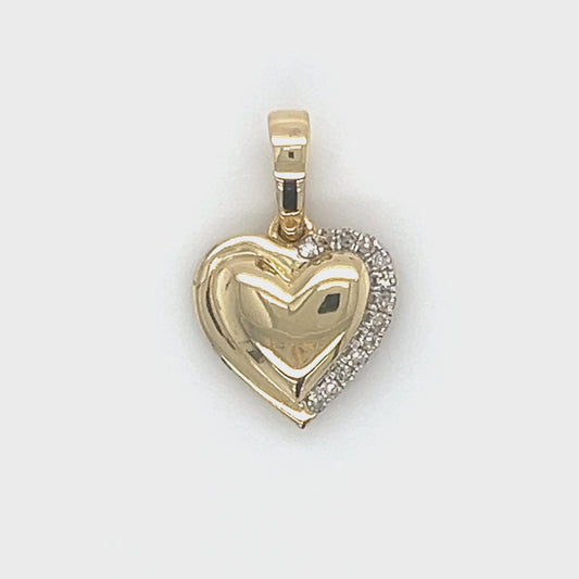 10K Yellow Gold Diamond Heart Pendant; 0.05CTW; 1.3g