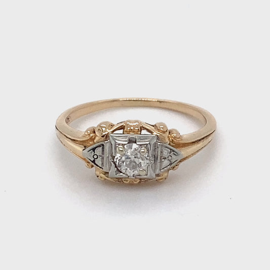 14K Yellow Gold Diamond Ring; 0.17CTW; Size 5; 1.8g