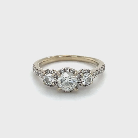 14K White Gold Diamond Lady's Fashion Ring; Size 6.5