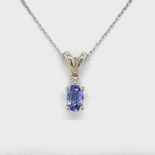 10K White Gold Amethyst Pendant on 16" Chain Necklace