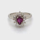 14K White Gold Ruby and Diamond Ring; 0.15CTW; Size 6