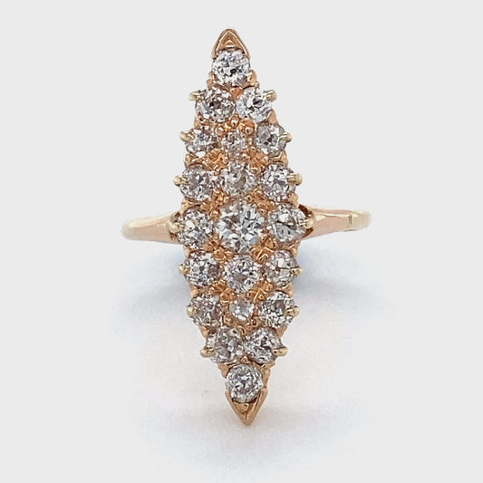 14K Yellow Gold Diamond Lady's Fashion Ring; 2.3DWT; Size 4.5