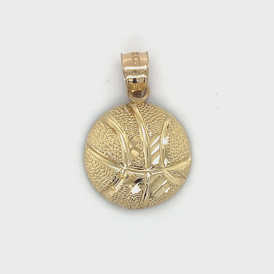 10K Yellow Gold Basketball Pendant; 1.5DWT; 2.4g