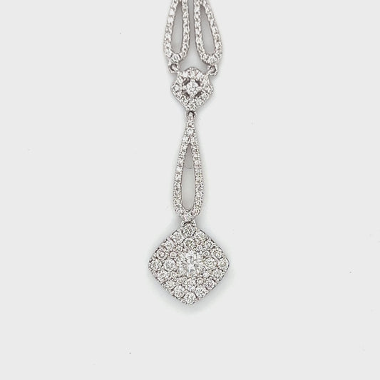 14K White Gold Diamond Pendant on 17" Chain Necklace; Effy
