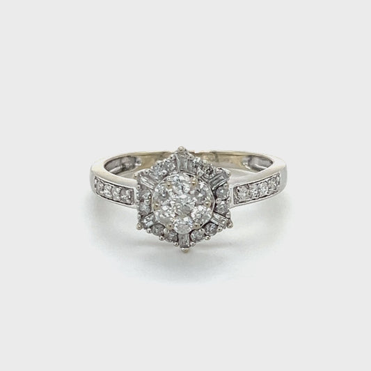 14K White Gold Diamond Lady's Fashion Ring; 3g; Size 9.5