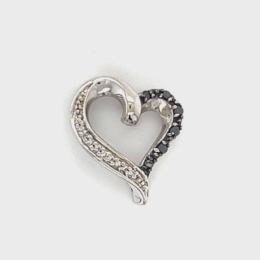 10K White Gold Diamond Heart Pendant; 0.8DWT; 1.2g