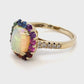14K Yellow Gold Opal & Diamond Lady's Ring; 2.9DWT; 1.08 & 0.10 CTW; Size 7